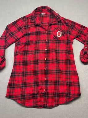 Women’s Ohio State Apparel Sleepwear Long Sleeve Plaid Red Size L